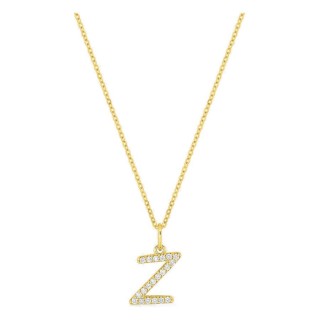 Colar inicial letra Z em ouro amarelo 9K com diamantes criados 0,12 ct