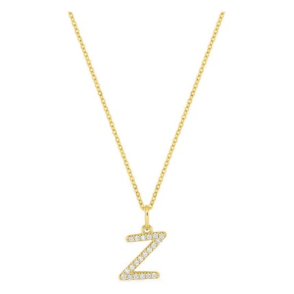 Collar inicial letra Z de oro amarillo 9K con diamantes creados 0,12 ct