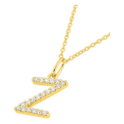 Collar inicial letra Z de oro amarillo 9K con diamantes creados 0,12 ct