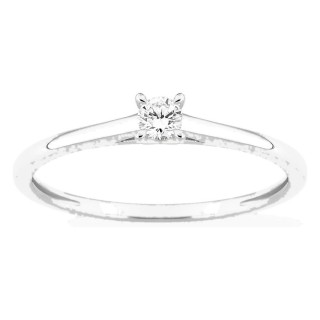Anel solitário em ouro branco 9K com diamante criado 0,10 ct