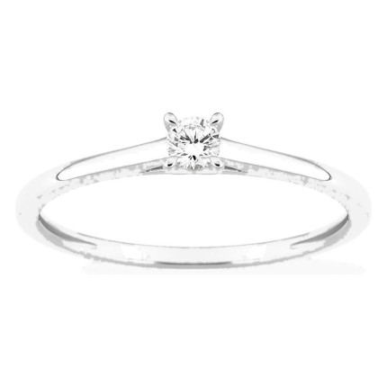 Anillo solitario de oro blanco 9K con diamante creado 0,10 ct