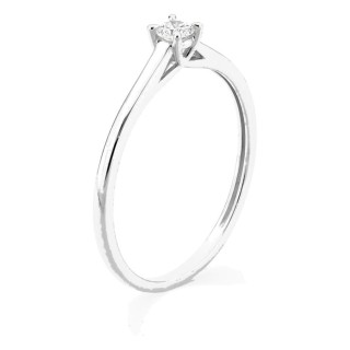 Anel solitário em ouro branco 9K com diamante criado 0,10 ct