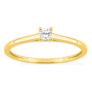 Anel solitário em ouro amarelo 9K com diamante criado 0,10 ct