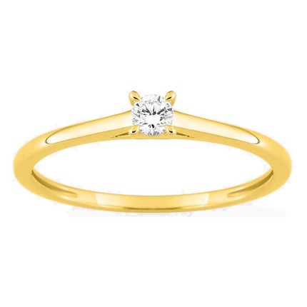 Anel solitário em ouro amarelo 9K com diamante criado 0,10 ct