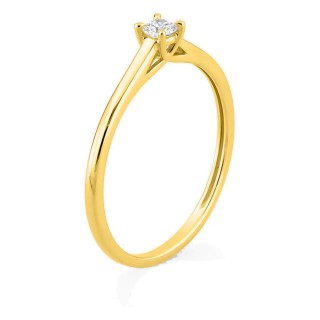 Anel solitário em ouro amarelo 9K com diamante criado 0,10 ct