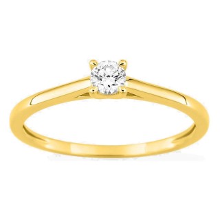 Anillo solitario de oro amarillo 9K con diamante creado 0,15 ct