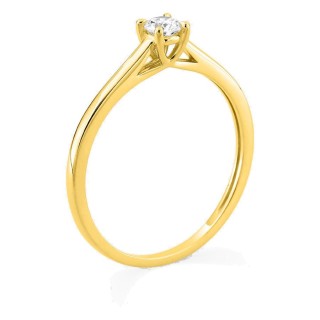 Anel solitário em ouro amarelo 9K com diamante criado 0,15 ct
