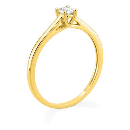 Anel solitário em ouro amarelo 9K com diamante criado 0,15 ct