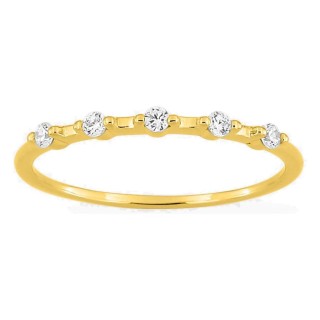 Anel em ouro amarelo 18K com 5 diamantes 0,11 ct