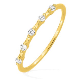 Anel em ouro amarelo 18K com 5 diamantes 0,11 ct