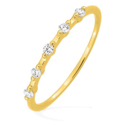 Anillo de oro amarillo 18K con 5 diamantes 0,11 ct