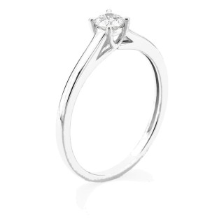 Anel solitário em ouro branco 9K com diamante criado 0,20 ct