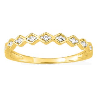 Anel em ouro amarelo 18K com fileira de diamantes em losango 0,07 ct GH-P