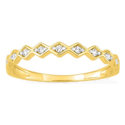 Anillo de oro amarillo 18K con hilera de diamantes en rombo 0,07 ct GH-P