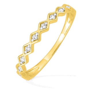 Anel em ouro amarelo 18K com fileira de diamantes em losango 0,07 ct GH-P