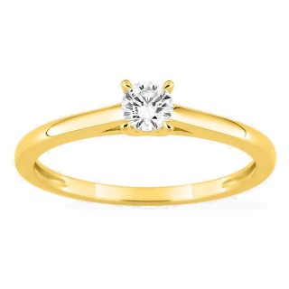 Anillo solitario de oro amarillo 9K con diamante creado 0,20 ct