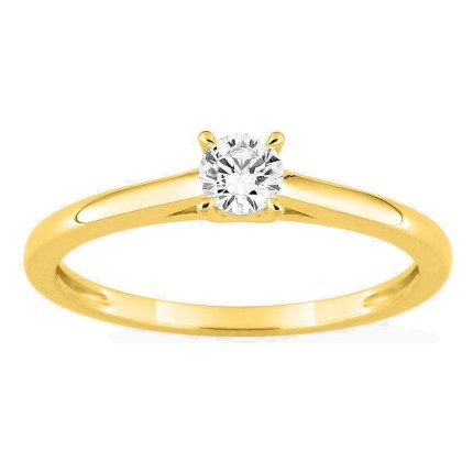 Anel solitário em ouro amarelo 9K com diamante criado 0,20 ct