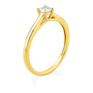 Anillo solitario de oro amarillo 9K con diamante creado 0,20 ct
