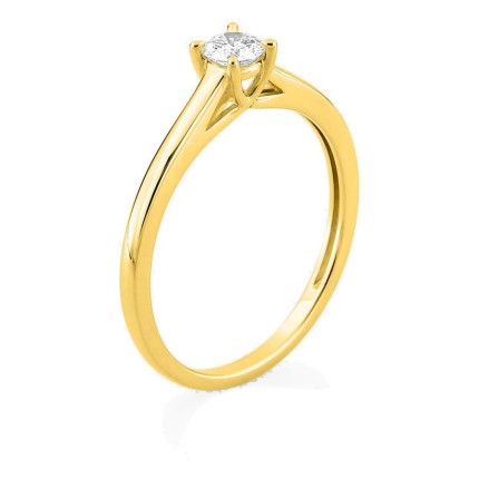 Anel solitário em ouro amarelo 9K com diamante criado 0,20 ct