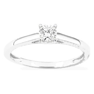 Anillo solitario de oro blanco 9K con diamante creado 0,25 ct