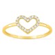 Anel em ouro amarelo 18K com diamantes 0,10 ct e motivo coração