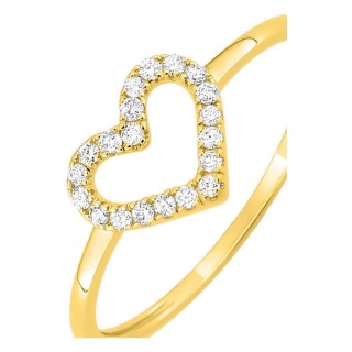 Anillo de oro amarillo 18K con diamantes 0,10 ct y motivo corazón