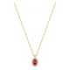 Colar em ouro amarelo 9K com rubi criado oval e diamantes criados 0,16 ct