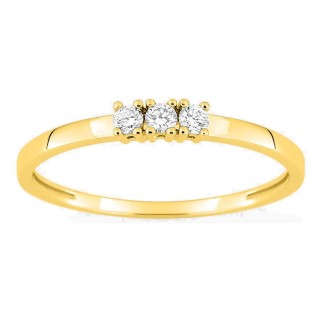 Anillo de oro amarillo 18K con 3 diamantes 0,10 ct