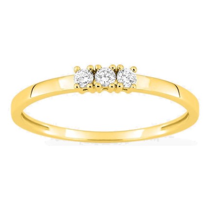 Anel em ouro amarelo 18K com 3 diamantes 0,10 ct