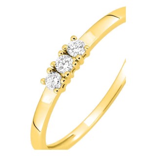 Anillo de oro amarillo 18K con 3 diamantes 0,10 ct