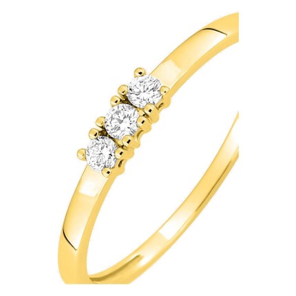 Anel em ouro amarelo 18K com 3 diamantes 0,10 ct