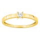 Anel solitário em ouro amarelo 9K com diamante criado 0,10 ct e aro plano