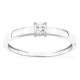Anel solitário em ouro branco 9K com diamante criado 0,15 ct e aro plano