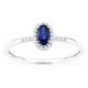Anel em ouro branco 9K com safira criada e diamantes criados 0,07 ct