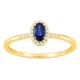 Anillo de oro amarillo 9K con zafiro creado y diamantes creados 0,07 ct
