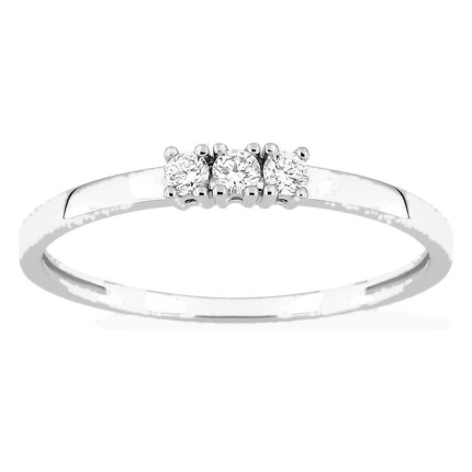 Anel em ouro branco 18K com 3 diamantes 0,10 ct