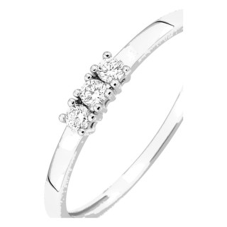 Anillo de oro blanco 18K con 3 diamantes 0,10 ct