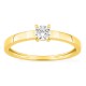 Anillo solitario de oro amarillo 9K con diamante creado 0,20 ct y aro plano
