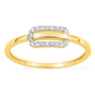 Anillo de oro amarillo 18K con diamantes 0,09 ct y rodio