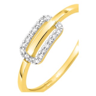 Anel em ouro amarelo 18K com diamantes 0,09 ct e ródio