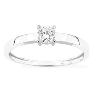 Anel solitário em ouro branco 9K com diamante criado 0,25 ct e aro plano