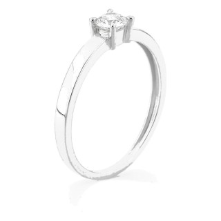 Anel solitário em ouro branco 9K com diamante criado 0,25 ct e aro plano