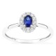Anillo de oro blanco 9K con zafiro creado y diamantes creados 0,16 ct