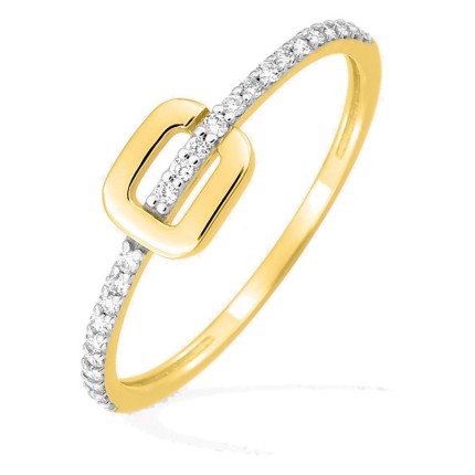 Anel em ouro amarelo 18K e ródio com diamantes 0,12 ct
