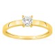 Anel solitário em ouro amarelo 9K com diamante criado 0,10 ct e aro plano