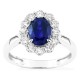 Anel em ouro branco 9K com safira criada e diamantes criados 0,65 ct