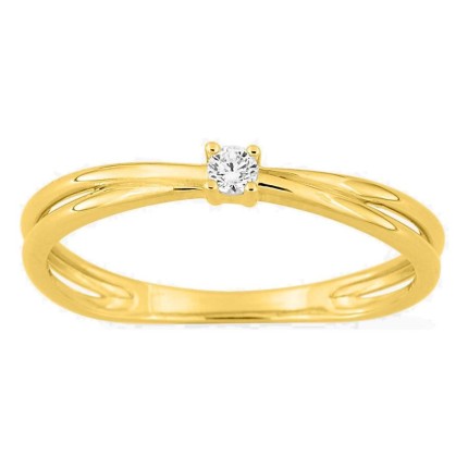 Anillo de oro amarillo 18K con diamante solitario 0,05 ct
