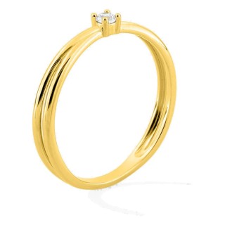 Anel em ouro amarelo 18K com diamante solitário 0,05 ct