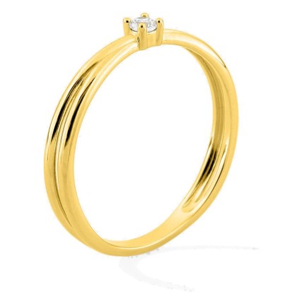 Anel em ouro amarelo 18K com diamante solitário 0,05 ct
