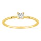Anel solitário em ouro amarelo 18K com aro perlado e diamante 0,10 ct
